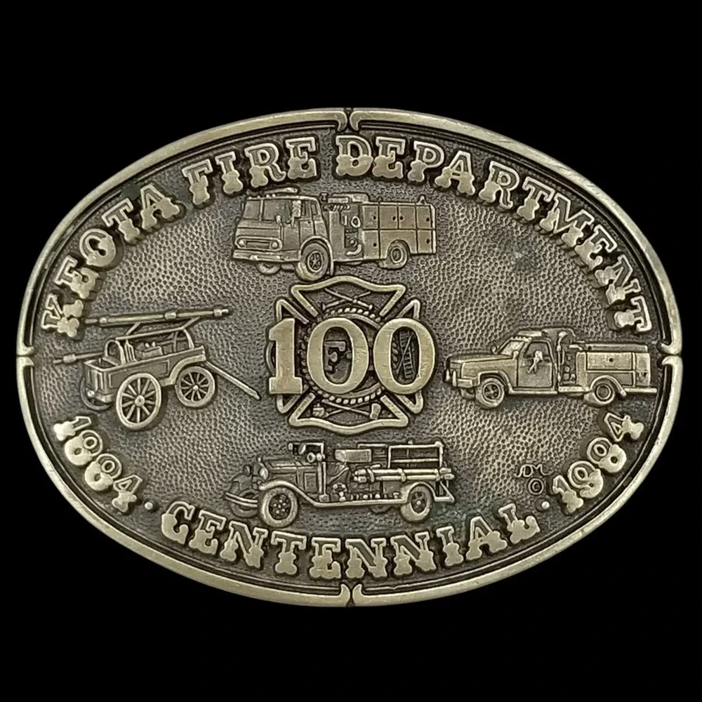 Keota Fire Department Centennial‎ 1884-1984 Solid Brass Belt Buckle By ADM USA